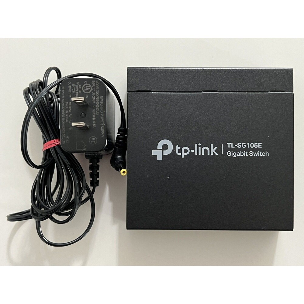 TP-Link (TL-SG105E) 5-Ports Gigabit Easy Smart Switch Managed w/ Adapter Tested